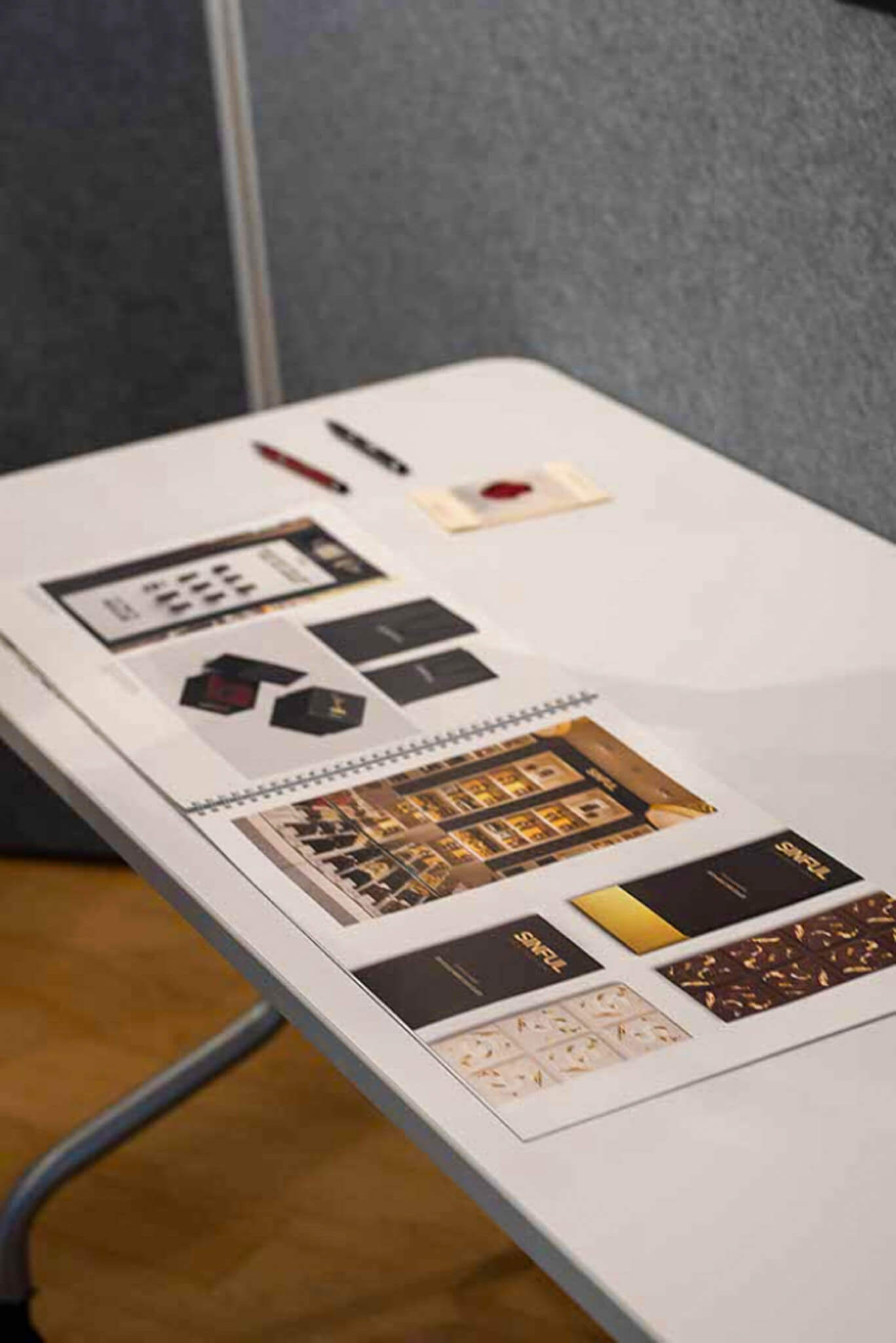 Design portfolio laying on a table